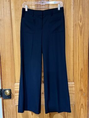 Theory Livdale Contour Wide-Leg Navy Women's Virgin Wool Pants ~ 2